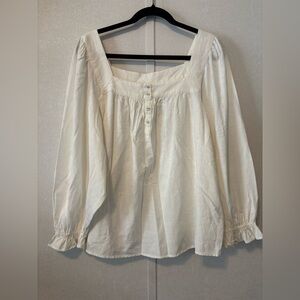 LC Lauren Conrad  | Cream Blouse with Button Detail | Size Medium